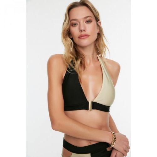Trendyol Black Color Block Bikini Top