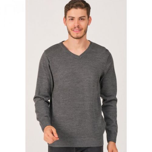 V0002 DEWBERRY MEN'S V-NECK SWEATER-SMOKED