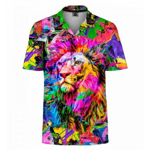 Mr. GUGU & Miss GO Unisex's Colorful Lion Shirt Sh-Man-Sht2202