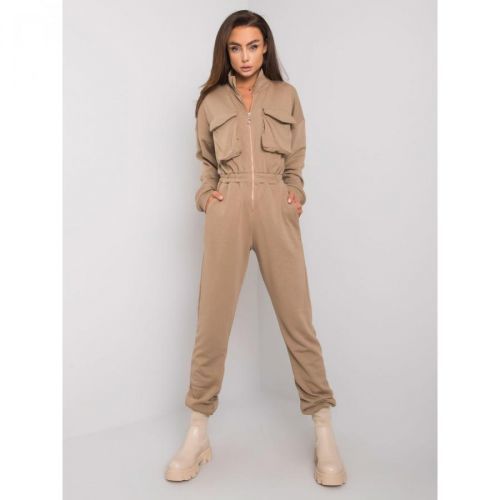 Dark beige cotton jumpsuit