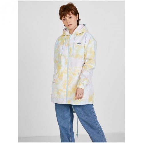 Yellow-white Women's Patterned Double-Sided Lightweight Jacket with Hood VANS - Women