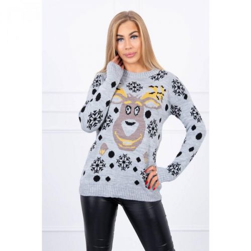 Christmas sweater with reindeer gray