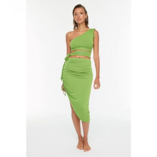 Trendyol Green Ruffle Detailed Bottom-Top Set