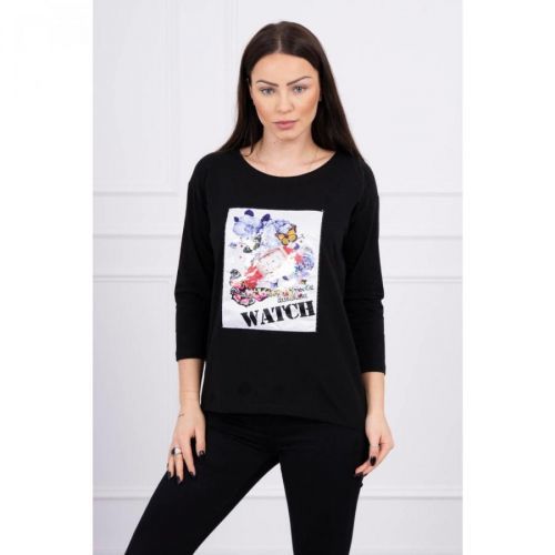 Blouse with graphics 3D Watch black