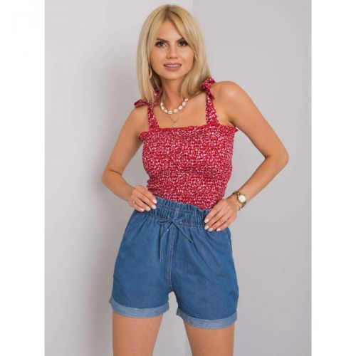 RUE PARIS Dark blue shorts with turn-up legs
