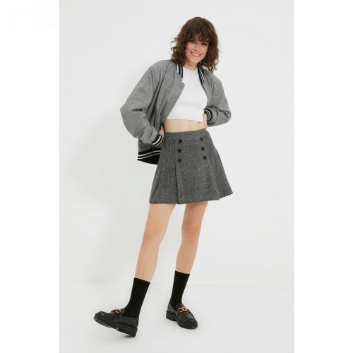 Trendyol Anthracite Buttoned Skirt