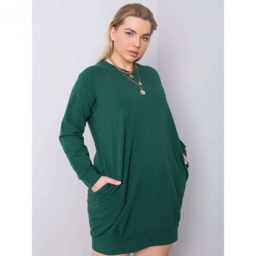 Dark green plus size long sleeve dress