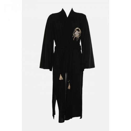 Trendyol Black Embroidery Detailed Kimono&Caftan