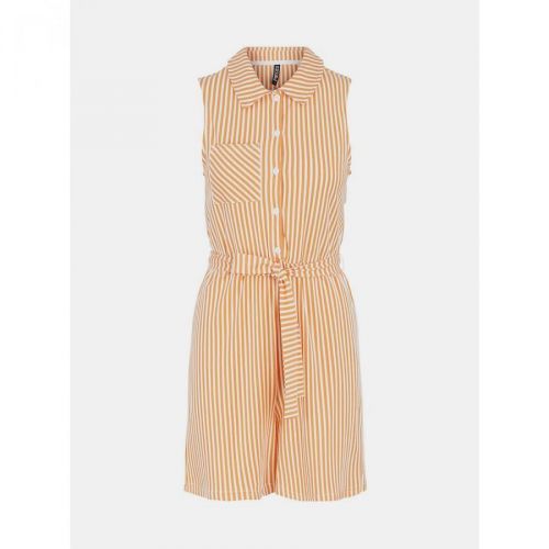White-Orange Striped Short Jumpsuit Pieces Tamar - Women