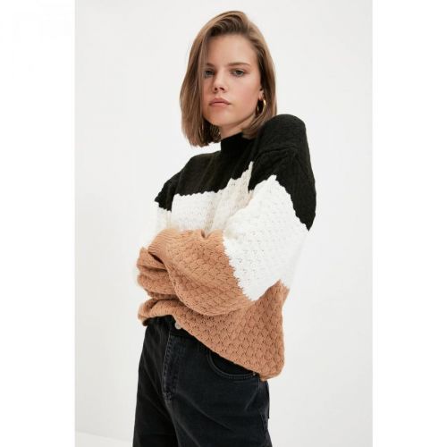 Trendyol Black Color Block Knitwear Sweater