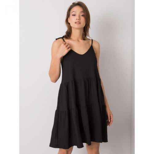RUE PARIS Black women's dress with a frill