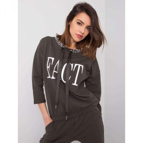 Dark khaki sweatshirt set with a print
