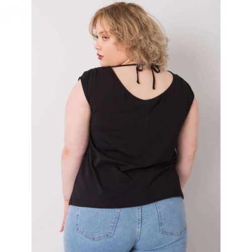 Black plus size cotton blouse