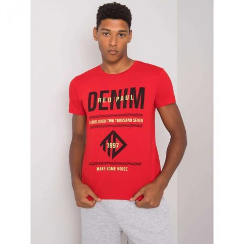 Men's red cotton t-shirt with a print