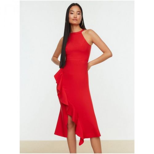 Red Women's Midish with Trendyol Slit - Women