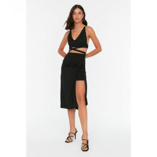 Trendyol Black Slit Detailed Skirt