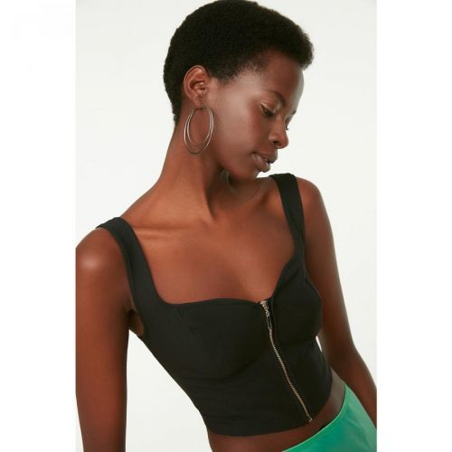 Trendyol Black Zipper Detailed Blouse