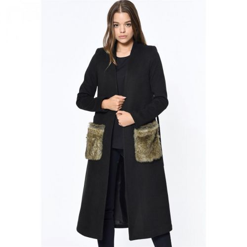 Z6363 DEWBERRY WOMEN's COAT-BLACK