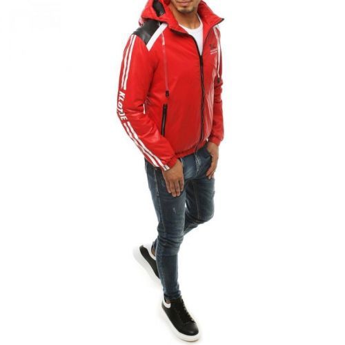 Red men's transitional hooded jacket TX3446