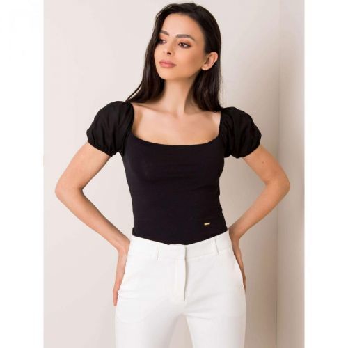 Black blouse with puff sleeves