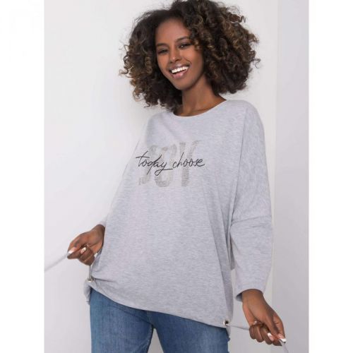 Gray blouse with an application of rhinestones