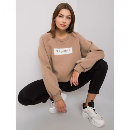 Dark beige cotton sweatshirt without a hood