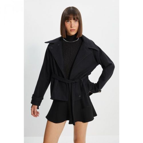 Trendyol Black Belted Wool Cachet Coat