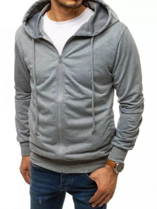 Light gray men's zip-up hoodie BX4956