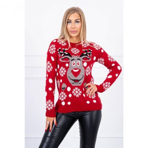 Christmas sweater with reindeer red