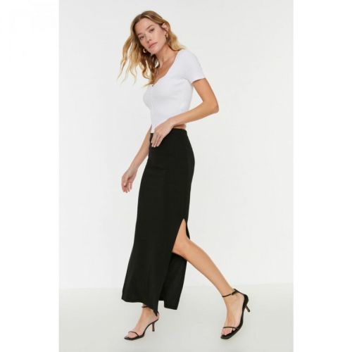 Trendyol Black Fitted Bodycon Slit Detailed Skirt