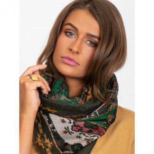 Shawl with folk khaki patterns