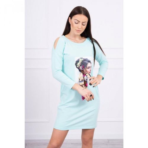 Dress with graphics and colorful bow 3D mint