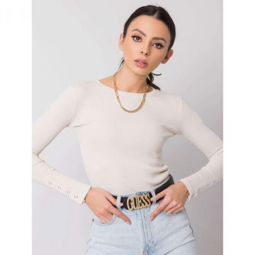 RUE PARIS Cream blouse with long sleeves