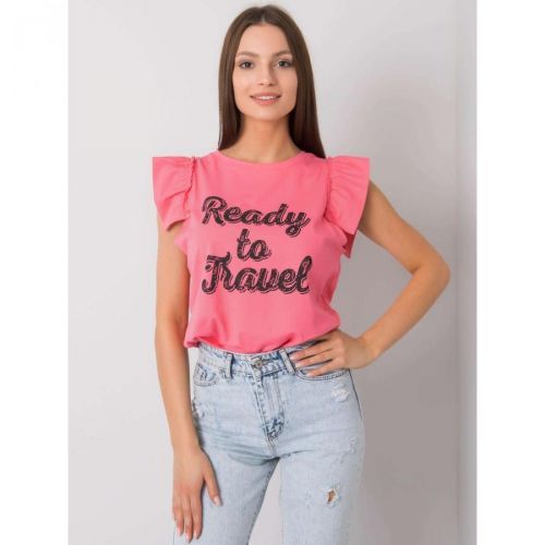 Women's pink blouse with a print