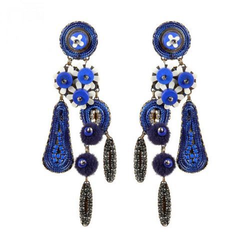 Tatami Woman's Earclips Blossom E-Wo004M Navy Blue