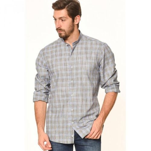 G618 DEWBERRY LINEN SHIRT-BLUE-BLACK