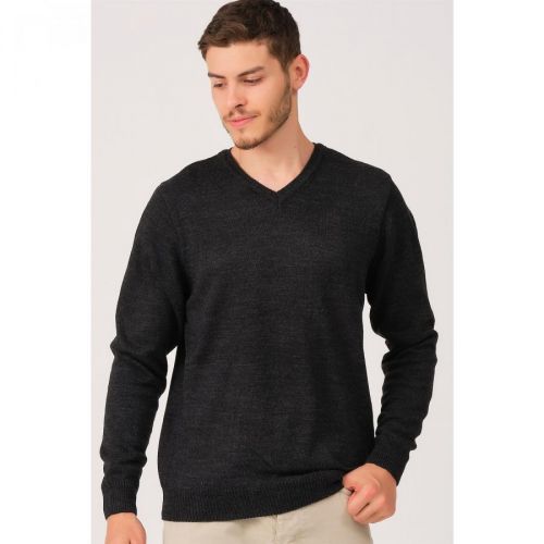 V0036 DEWBERRY MALE V-NECK SWEATER-ANTHRACITIS