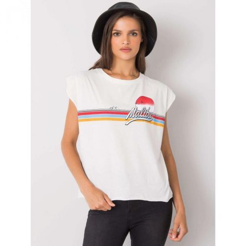 Ecru cotton women's t-shirt with print