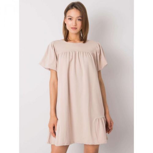 RUE PARIS Beige dress with puff sleeves
