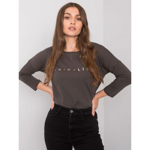 Women's dark khaki blouse with the inscription