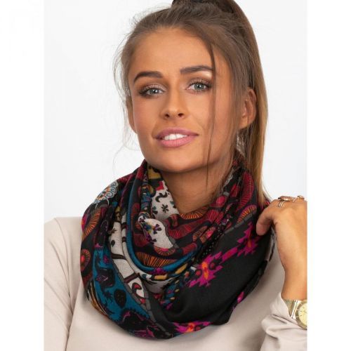 Black folk pattern scarf