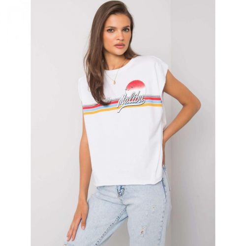 Women's white cotton t-shirt with a print