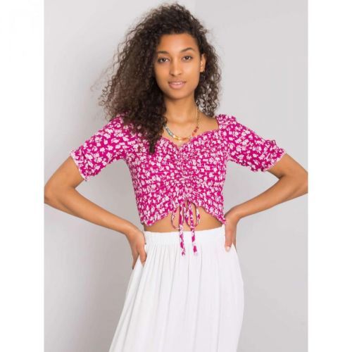 RUE PARIS Fuchsia short blouse with patterns