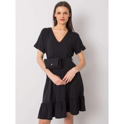 Women's black dress with a frill