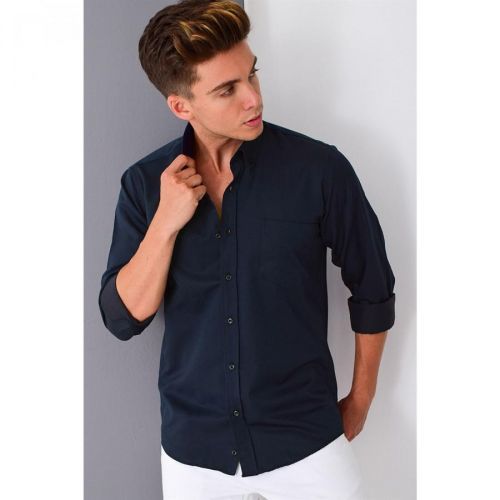 G676 DEWBERRY MEN'S SHIRT-DARK NAVY BLUE