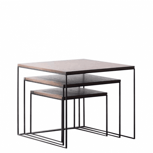 Konferenční stolky, set 3 ks, ořech / černá, DVEIN