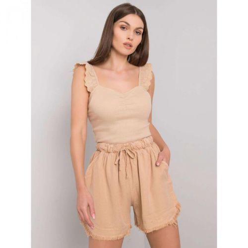 Women's camel shorts with drawstrings