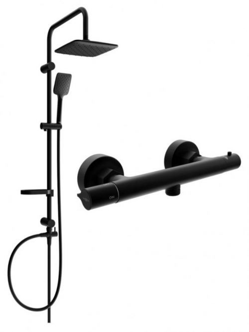 MEXEN/S - Svensprchový stĺp vrátane sprchovej termostatickej batérie Slim, čierna 77105262-70