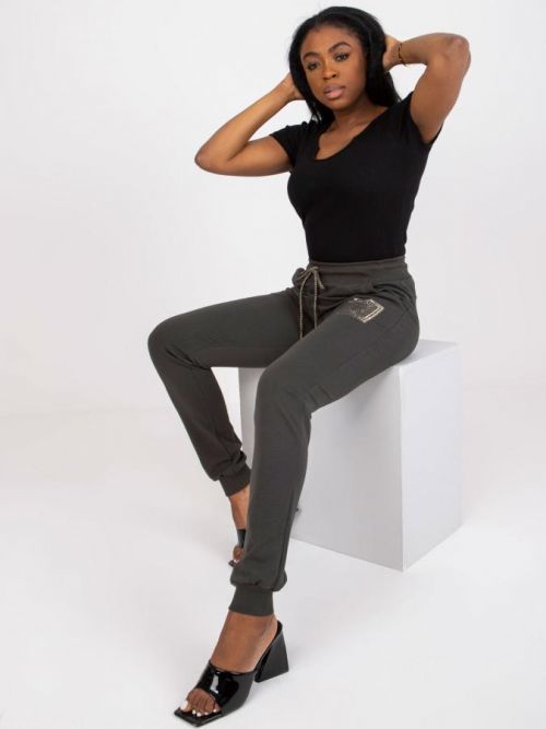 Teplákové nohavice-RV-DR-7284.43-khaki S