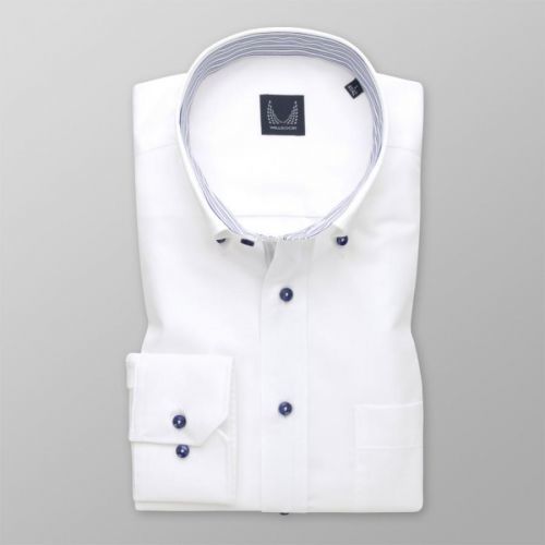 Pánska slim fit košeľa biela s modrými prvkami 13864
